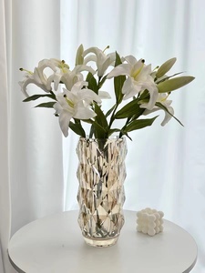 加厚卢梭欧式北欧玻璃花瓶透明插花水养玫瑰百合富贵竹家居客厅摆