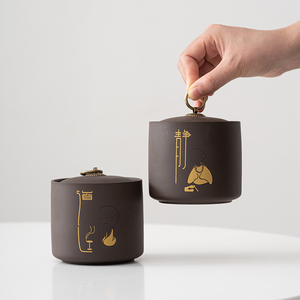 中式紫砂茶叶罐小号家用密封罐子普洱红茶存放空包装盒通用定制
