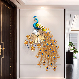 钟表孔雀挂钟客厅家用时尚创意凤凰欧式大气挂墙时钟轻奢挂表壁钟