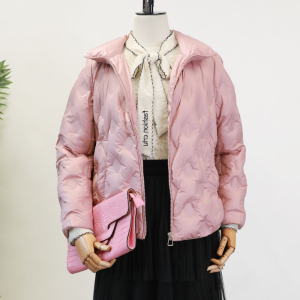 可路莎c171353休闲短款压花羽绒服女2022冬新款轻薄立领羽绒外套