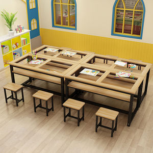 幼儿园绘画桌美术桌补习辅导培训班课桌椅手工书法画室桌子玻璃桌