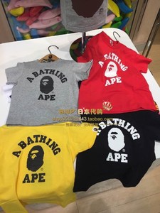 日本潮牌BAPE童装大猴子短袖男童T恤夏装新款儿童字母图案纯棉T恤