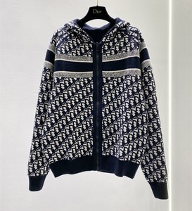 dior/迪奥 22早春经典老花字母双面穿连帽针织衫毛衣开衫男女外套