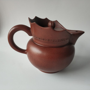 台湾回流 古玩茶壶 收藏老紫砂壶 原矿红泥 邵大亨 制僧帽壶550cc