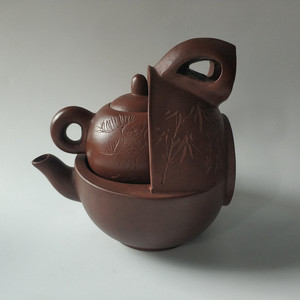 台湾回流古董古玩茶壶收藏老紫砂壶原矿紫泥 潘持平制壶中壶200cc