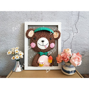 小熊立体彩泥装饰画超轻粘土diy浮雕成品幼儿园动物场景手工作品