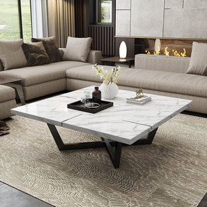 北欧大理石茶几现代简约大小户型家用客厅正方形茶几大理石面桌子
