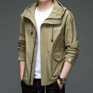 连帽工装夹克男外套春秋宽松帅气上衣服春季男装潮流机能风茄克衫