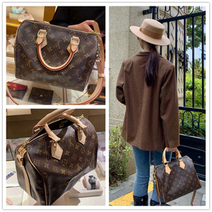 代购 lv/路易威登女包 speedy 25老花枕头包单肩手提斜挎包m41113