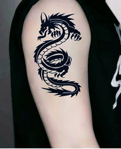 男个性草本纹身贴果汁半永久防水持久霸气龙图腾仿真不反光花臂