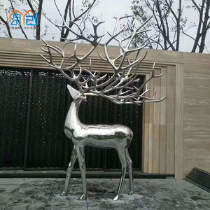 定制大型户外不锈钢铁艺鹿雕塑镂空梅花鹿户外园林动物落地摆件