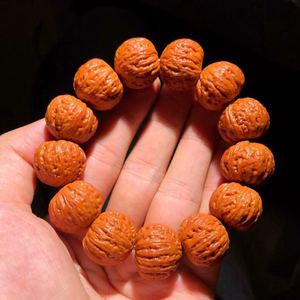天然野生秋子核桃文玩手持手串磨盘粗筋京八棱蚂蚁纹