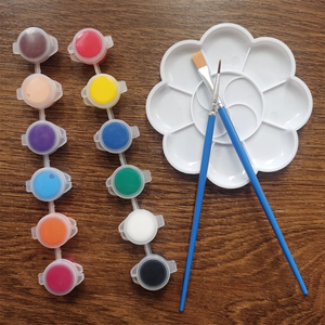 防水丙烯颜料12色套装加两支笔一个盘子涂鸦画画