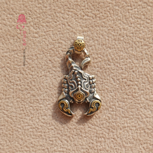 藏传佛教忿怒莲师法器威猛火焰蝎子s925银项链坠挂坠