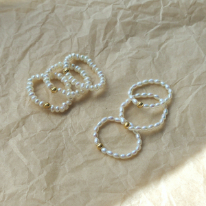 手工编织戒指天然淡水珍珠极细小米珠馒头珠女戒指环温柔气质轻奢