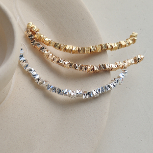 14K包金银色切面方形珠子散珠手工串珠隔珠定位珠DIY碎银子配件