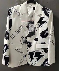 gg潮牌女装欧洲站2022春夏新款气质宽松字母印花洋气通勤西装外套