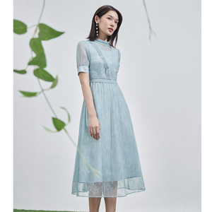 000人付款淘宝司歌进口天丝蕾丝高雅修身连衣裙ea821142