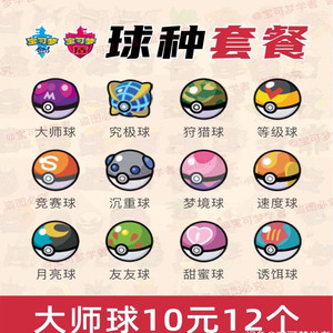 ns宝可梦剑盾道具 大师球 柑果球 梦境球 甜蜜球 狩猎球 究极球