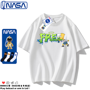 NASA联名卡通辛普森短袖男女情侣款ins夏季重磅青少年T恤宽松半袖