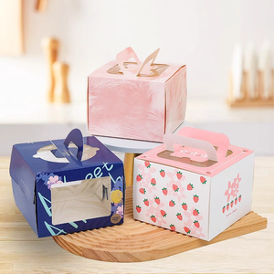 4寸蛋糕盒正方形四寸儿童手提食品芝士慕斯西点心面包包装纸盒子