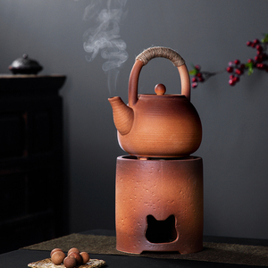 粗陶茶壶复古陶炉茶具家用煮水壶炭炉提梁陶壶功夫烧碳套装酒精炉