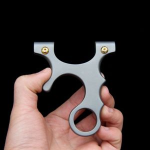 钛合金高端口袋弹弓扁皮筋快压歪把子弓户外竞技夹片便携免绑弓架