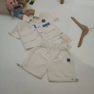 十格儿品牌男童套装夏款2022韩国童装洋气酷帅潮流短袖衬衫短裤