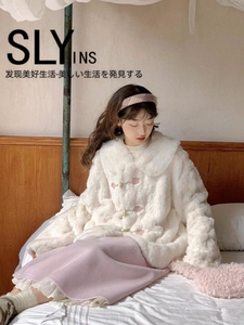 日本高端2024冬季新款羊羔毛外套女皮毛一体牛角扣仿懒兔毛绒大衣