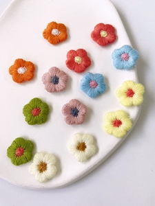 亚子手作 1.7cm棉线编织五瓣花朵可爱布贴发夹饰品手帐DIY材料