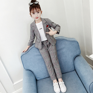 女童春季西服套装2020新款韩版洋气小女孩秋装儿童网红西装两件套