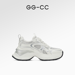 GGCC厚底时尚老爹鞋2024年春季新款ins潮感银白撞色休闲运动鞋女