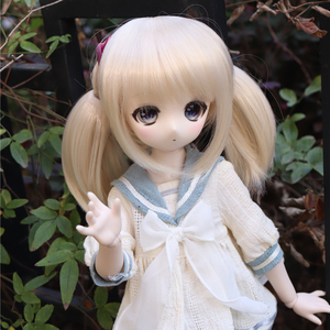 猫王松鼠 bjd3分娃娃假发 可爱短双马尾 dd/mdd/sd娃用假毛