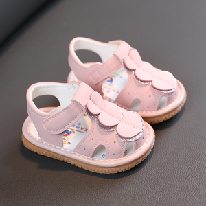 婴儿鞋夏季凉鞋0一1-2岁半女宝宝防滑软底学步鞋公主透气包头鞋子