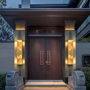 户外壁灯防水太阳能庭院灯新中式别墅大门壁灯全铜室外装饰外墙灯