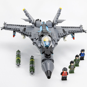 明迪积木f18大黄蜂战斗机兼容乐高f22猛禽隐形飞机轰炸机拼装玩具
