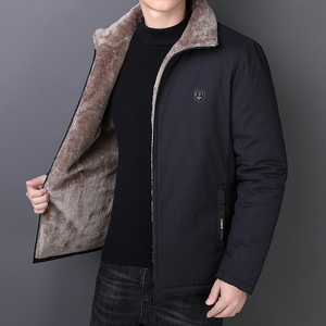 北方冬季棉衣男羊羔绒中老年加绒加厚棉服爸爸男士立领外套棉袄子