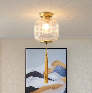 新中式全铜吸顶灯走廊过道玄关灯卧室入户门口客厅小吊灯阳台灯笼