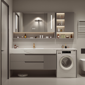 岩板洗衣机一体柜阳台伴侣橡木卫生间洗漱台池浴室柜洗脸盆柜组合