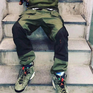 工装裤男直筒宽松大码aj6胖子阔腿飞人tstravis scott裤子伞兵裤