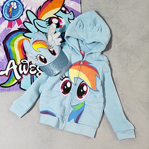 春季新款小马宝莉连帽卫衣休闲服女童男童宝宝卡通小马上衣