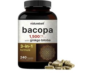 美国马齿苋胶囊NatureBell Bacopa +银杏成人考试脑退化240粒植物
