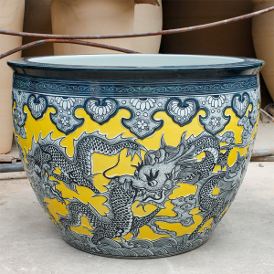 景德镇陶瓷大缸鱼缸乌龟睡莲缸雕龙大型大号特大号客厅陶瓷金鱼缸