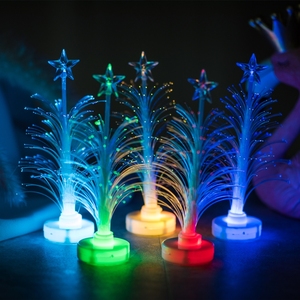 led闪光小彩灯装饰灯菜品装饰灯七彩光纤丝小圣诞树灯创意小夜灯