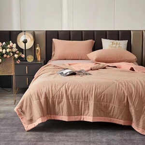 【st1693】千鸟格橙色-倔老头色纺提花四件套纯棉床上用品简约风