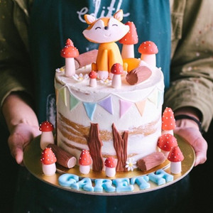 烘焙蛋糕装饰 小狐狸小蘑菇软陶玩偶插件 森林小动物生日派对装扮