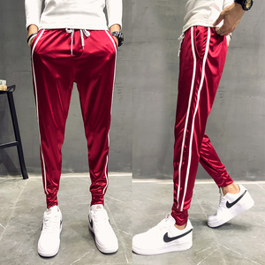 时尚帅气亮面休闲裤本命年男士裤子悠闲训练跑步大红色运动裤潮秋