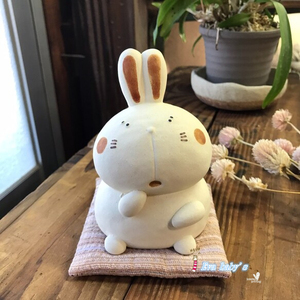 日本代购 匠人手作q版呆萌兔子陶土和风摆件
