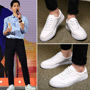 香港sandals 男鞋高端明星同款鞋宋仲基小白鞋男纯皮白色板鞋潮流