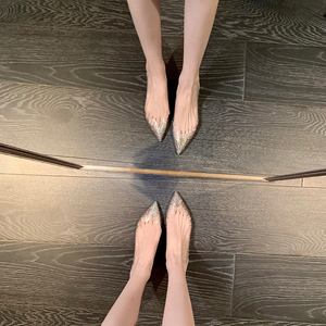 LIEVSI TOM 满满设计感~透明水晶鞋女2024夏新款小众气质平底单鞋